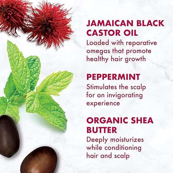 Shea Moisture Jamaican Black Castor Oil Clarifying Shampoo & Conditioner - Strengthen & Restore Sulfate-Free Shampoo & Conditioner Set with Shea Butter, ACV, and Peppermint Oil for Hair (2 Piece Set) - Image 7