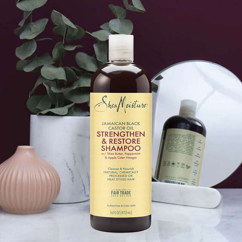 Shea Moisture Jamaican Black Castor Oil Clarifying Shampoo & Conditioner - Strengthen & Restore Sulfate-Free Shampoo & Conditioner Set with Shea Butter, ACV, and Peppermint Oil for Hair (2 Piece Set) - Image 8