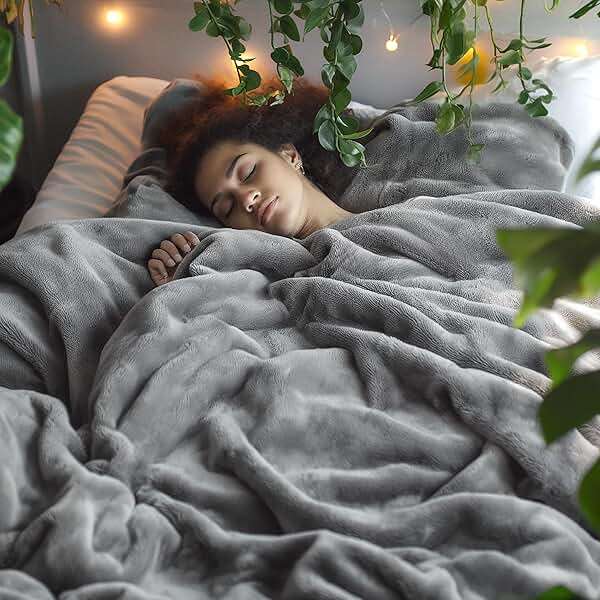 Bedsure GentleSoft Fleece Bed Blankets Queen Size Grey - Soft Warm Outdoor Picnic Blanket for Camping Travel Lightweight Cozy Anti-Static, Room Home Decor Gifts for Husband and Men, 90x90 inches - Image 2