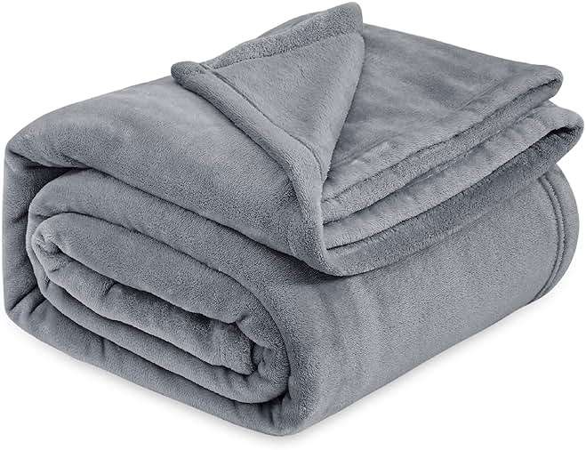 Bedsure GentleSoft Fleece Bed Blankets Queen Size Grey - Soft Warm Outdoor Picnic Blanket for Camping Travel Lightweight Cozy Anti-Static, Room Home Decor Gifts for Husband and Men, 90x90 inches - Image 8