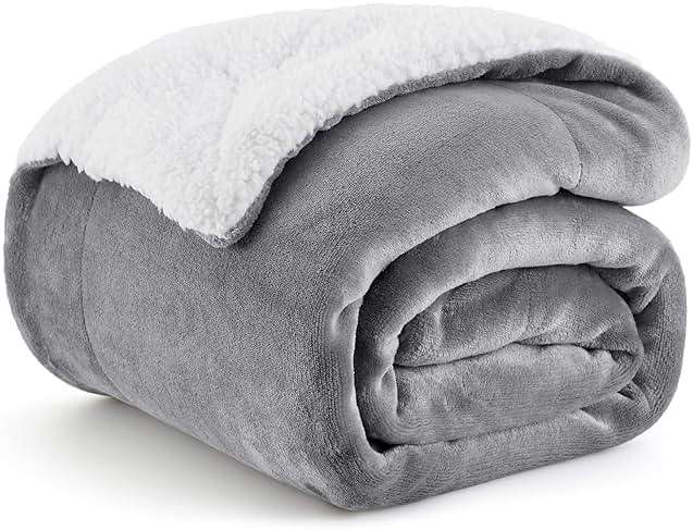 Bedsure GentleSoft Sherpa Fleece Throw Blanket for Couch, Non-Heated, Thick & Warm Cozy Blanket for Winter, Soft Fuzzy Plush Throw Gifts for Women and Men, Grey, 50x60 Inches - Image 2
