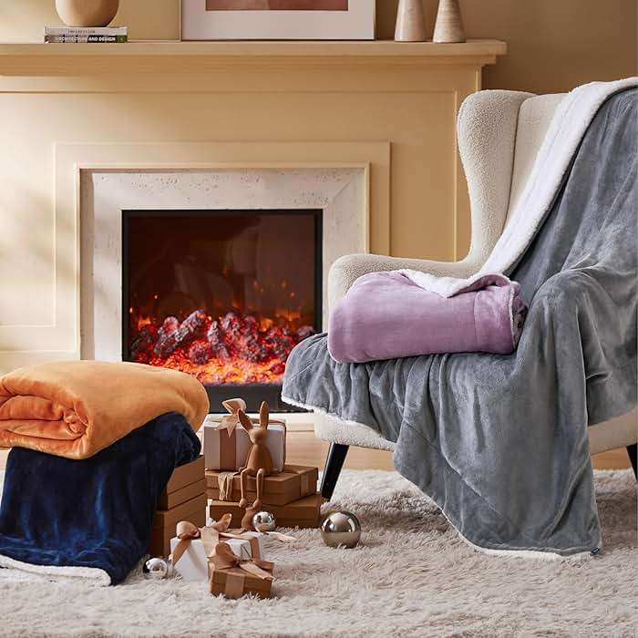 Bedsure GentleSoft Sherpa Fleece Throw Blanket for Couch, Non-Heated, Thick & Warm Cozy Blanket for Winter, Soft Fuzzy Plush Throw Gifts for Women and Men, Grey, 50x60 Inches - Image 9
