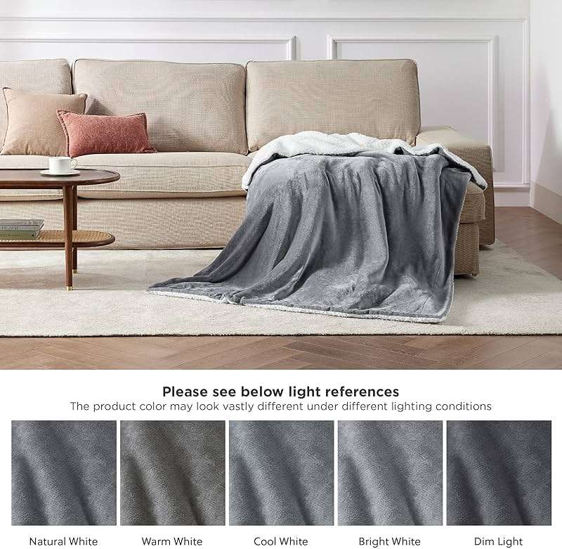 Bedsure GentleSoft Sherpa Fleece Twin Blanket for Couch, Non-Heated, Thick and Warm Throw for Women and Men, Soft Fuzzy Plush Blanket for Winter, Grey, 60x80 Inches - Image 9