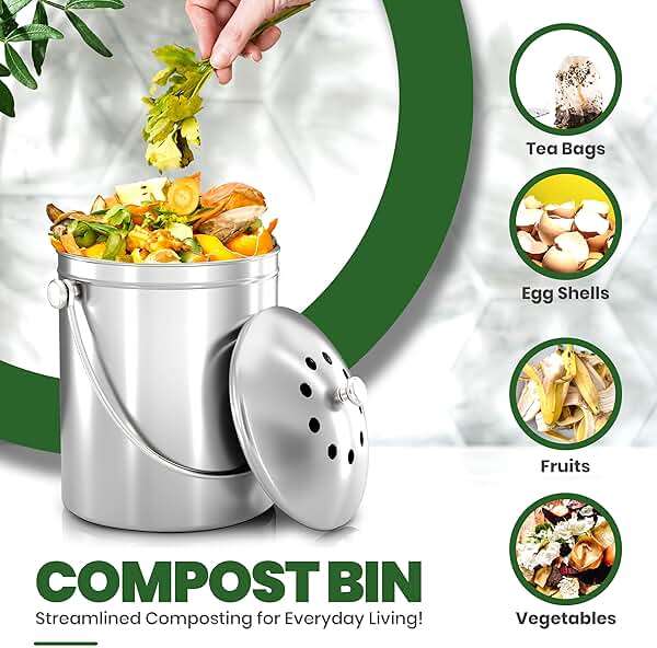 Utopia Kitchen Countertop Compost Bin Kitchen with Charcoal Filter -1.3gallon Stainless Steel Kitchen Compost Bin Countertop - Ideal Kitchen Essentials or Small Composter for Under The Sink Trash - Image 4