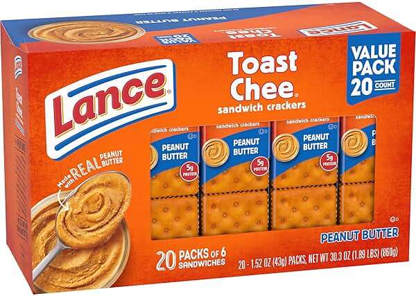 Lance Sandwich Crackers, ToastChee Peanut Butter, 20 Individually Wrapped Packs, 6 Sandwiches Each - Image 10