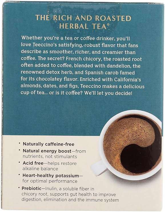 Teeccino Dandelion Caramel Nut Tea - Caffeine Free, Roasted Herbal Tea with Prebiotics, 3x More Herbs than Regular Tea Bags, Gluten Free - 10 Tea Bags - Image 5