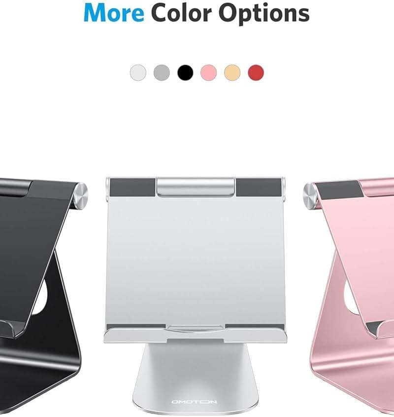 OMOTON Tablet Stand Holder Adjustable, T1 Desktop Aluminum Tablet Dock Cradle Compatible with iPad Air/Mini, iPad 10.2/9.7, iPad Pro 11/12.9/13, Samsung Tab and More Up to 13 inch, Silver - Image 8