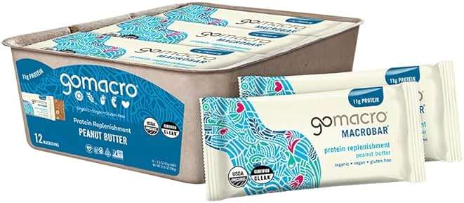 GoMacro MacroBar Organic Vegan Protein Bars - Peanut Butter (2.3 Ounce Bars, 12 Count) - Image 1
