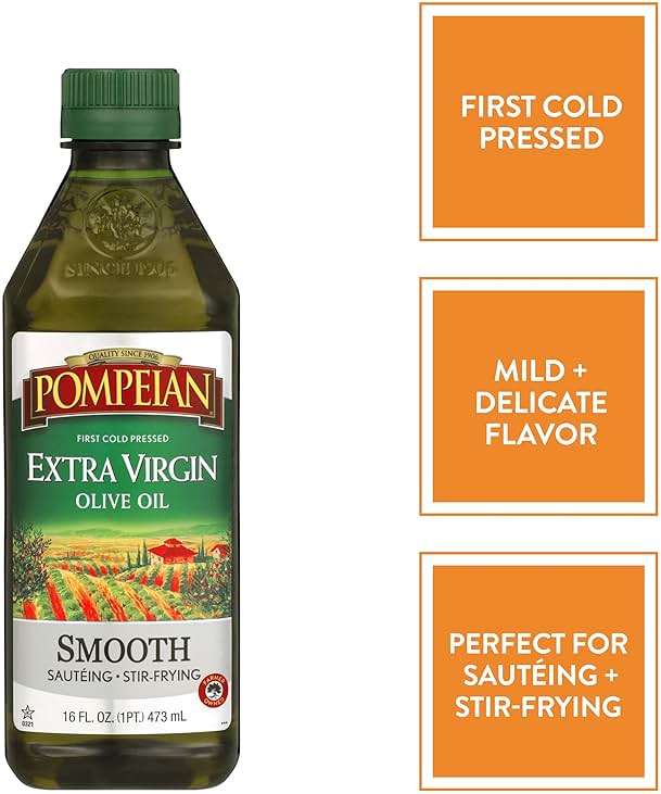 Pompeian Smooth Extra Virgin Olive Oil - 16 Fl Oz - First Cold Pressed Olive Oil for Cooking - Smooth Taste for Sauteing, Stir-Frying, and Baking - Image 3
