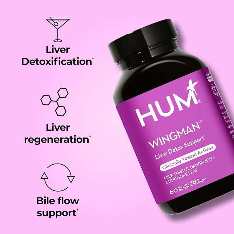 HUM Wing Man Liver Support Supplement with Milk Thistle, Dandelion Root Powder & Artichoke Leaf Extract For Liver Health & Function Support, Milk Thistle Supplement Helps Flush Out Toxins, 60 Capsules - Image 2