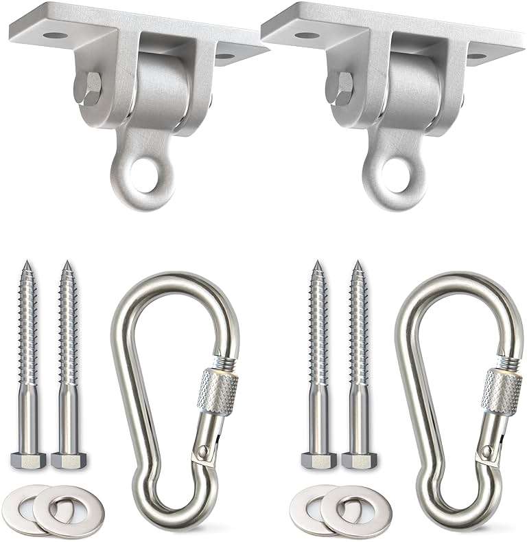 Jungle Gym Kingdom Swing Set Hangers - 2 Heavy Duty Brackets with Locking Snap Hooks for Porch, Patio, Playground - Indoor/Outdoor Hardware & Accessories - Image 1