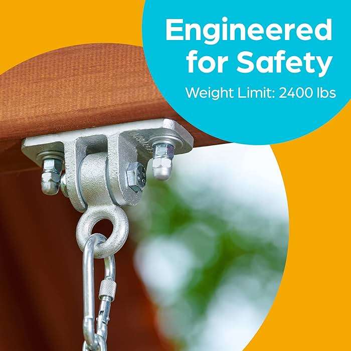 Jungle Gym Kingdom Swing Set Hangers - 2 Heavy Duty Brackets with Locking Snap Hooks for Porch, Patio, Playground - Indoor/Outdoor Hardware & Accessories - Image 3