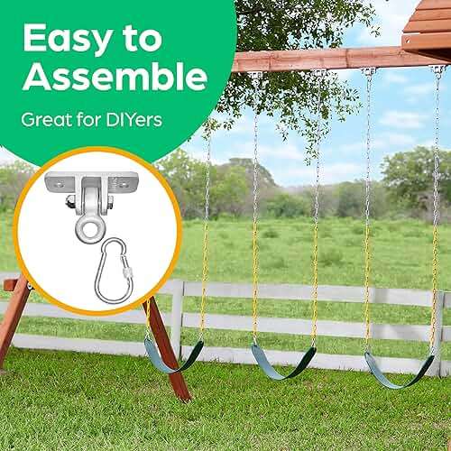 Jungle Gym Kingdom Swing Set Hangers - 2 Heavy Duty Brackets with Locking Snap Hooks for Porch, Patio, Playground - Indoor/Outdoor Hardware & Accessories - Image 4