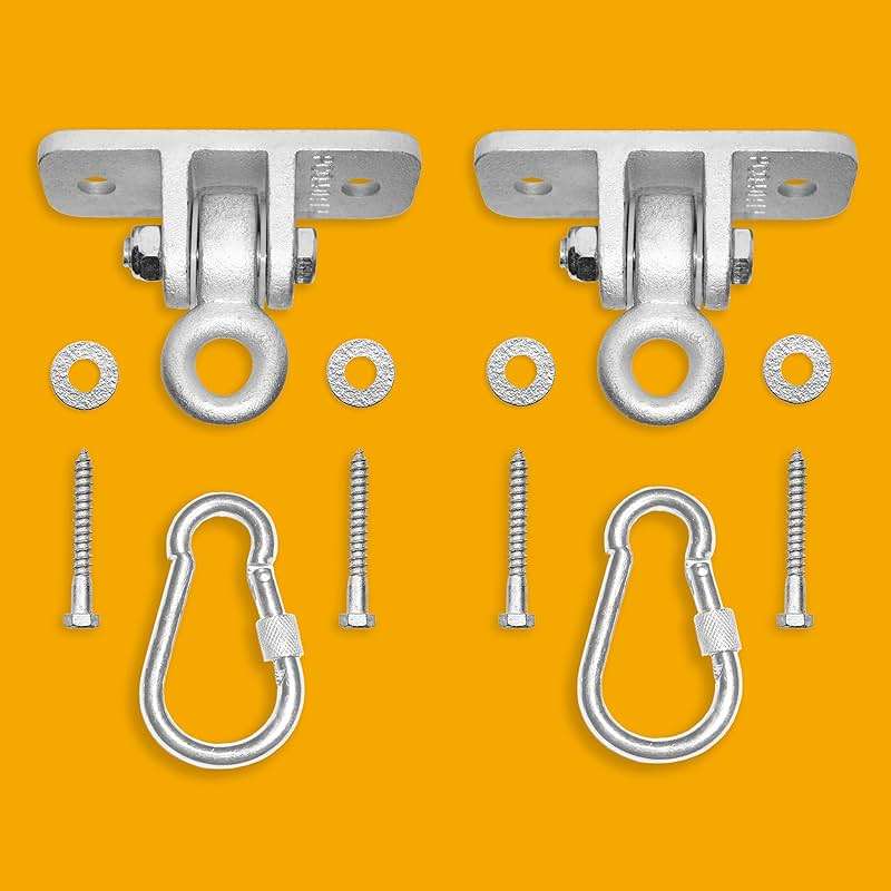 Jungle Gym Kingdom Swing Set Hangers - 2 Heavy Duty Brackets with Locking Snap Hooks for Porch, Patio, Playground - Indoor/Outdoor Hardware & Accessories - Image 8