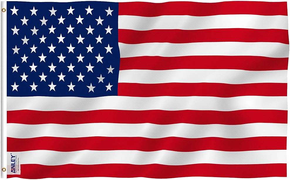 Anley Fly Breeze 3x5 Foot American National Polyester Flag - Vivid Color and Fade proof - Canvas Header and Double Stitched - The US National Flags with Brass Grommets 3 X 5 Ft - Image 1