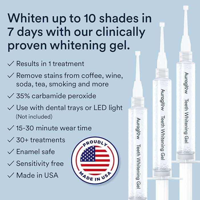 Auraglow 35% Teeth Whitening Gel for Trays, Retainers & Aligners – Dentist Strength Carbamide Peroxide Whitener, 30 Treatments, 3 Syringes (5mL) - Image 2