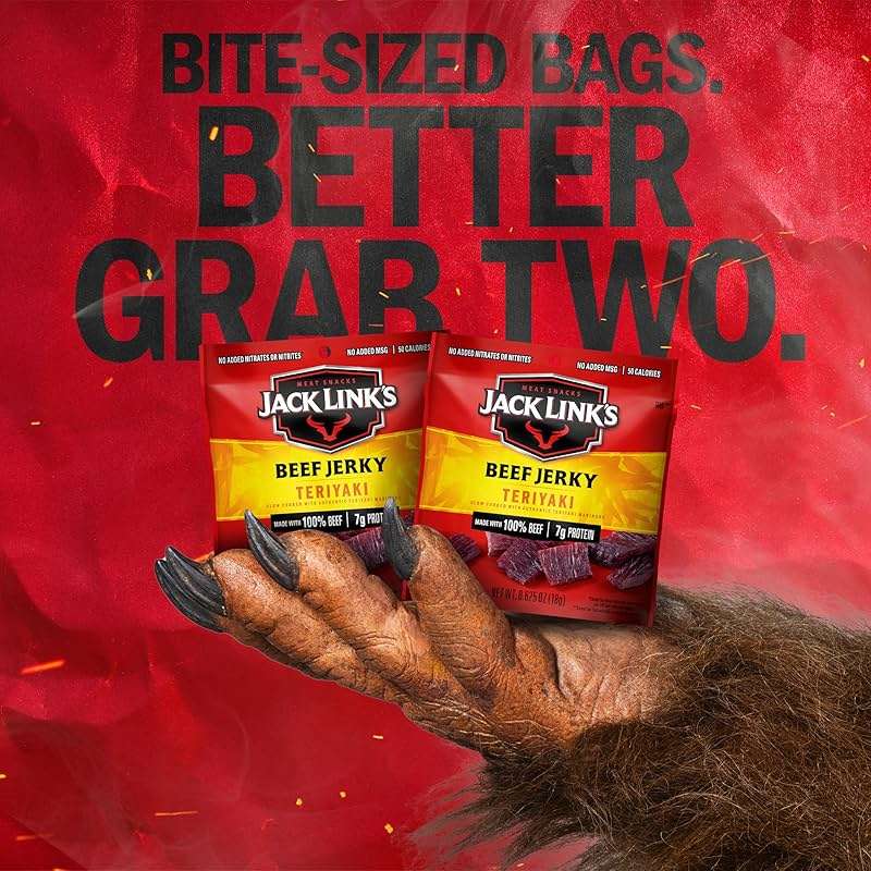 Jack Link's Teriyaki Beef Jerky Multipack - (5 Pack) 0.625 oz Bags - Ready to Eat Real Meat Protein Snacks - 7g Protein per Serving - Made with 100% Real Beef - Image 6