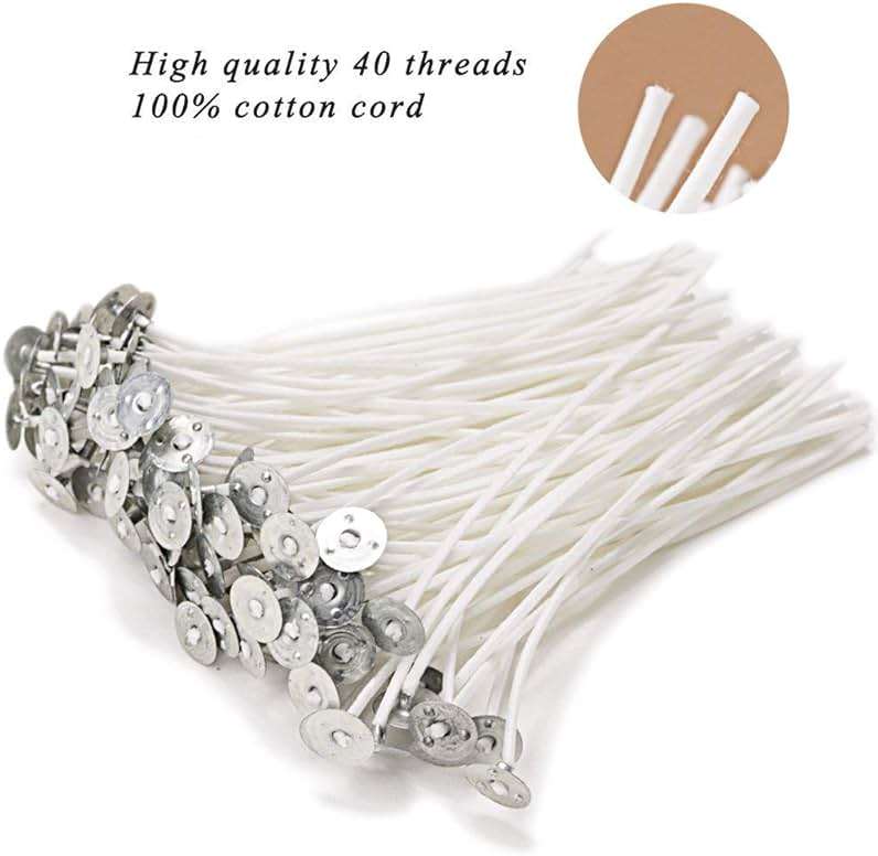 EricX Light 100 Piece Natural Candle Wick, Low Smoke 6" Pre-Waxed & 100% Natural Cotton Core,For Candle Making,Candle DIY - Image 3