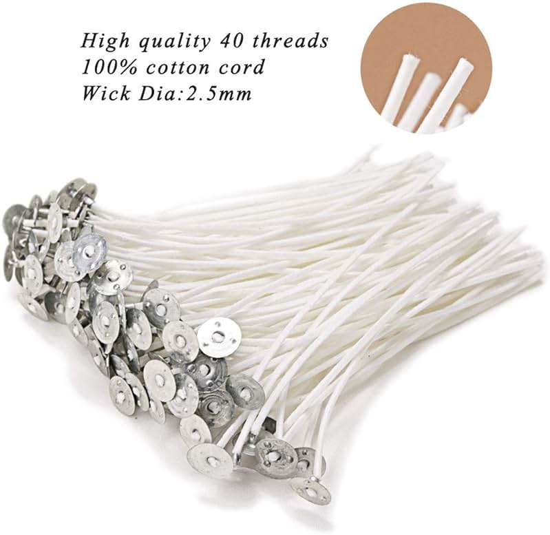 EricX Light 100 Piece Natural Candle Wick, Low Smoke 6" Pre-Waxed & 100% Natural Cotton Core,For Candle Making,Candle DIY - Image 5