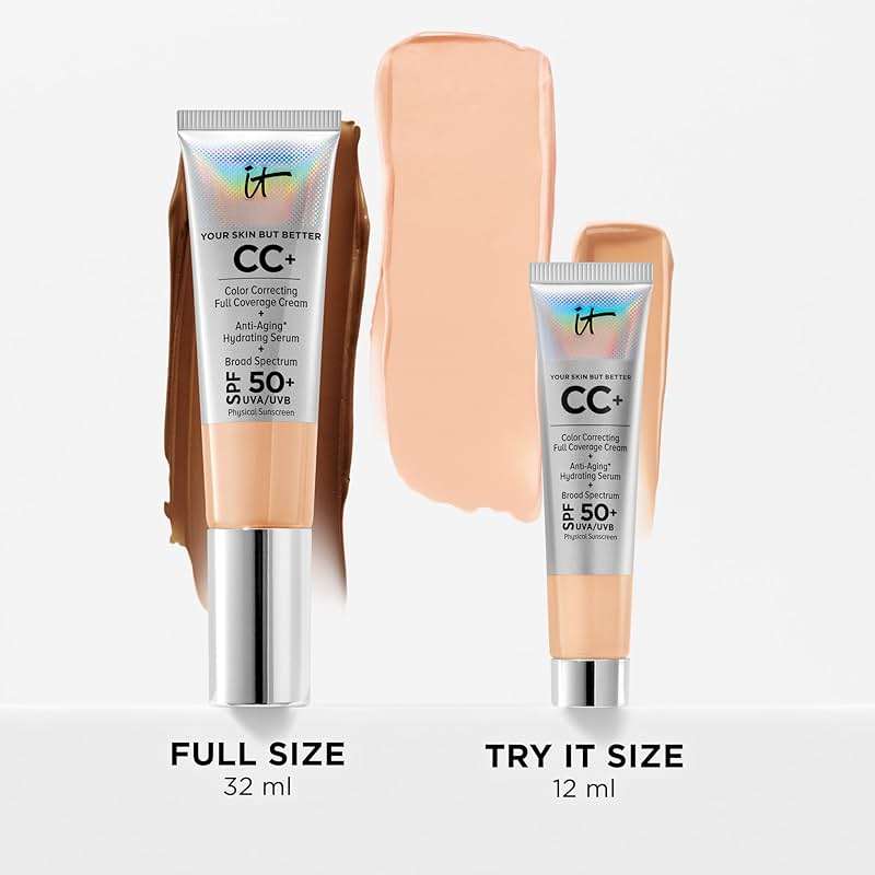IT Cosmetics CC+ Cream - Natural Full Coverage Foundation With SPF 50+, Color Corrector & Anti-Aging Hydrating Serum, Hyaluronic Acid + Peptides, Lightweight Up To 24H Wear, All Skin Types - Image 9