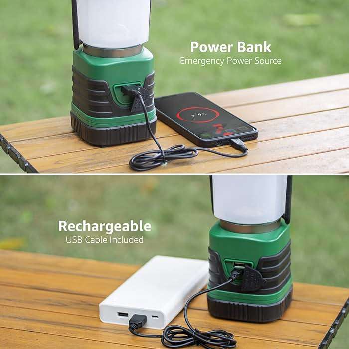 Lepro 1000LM LED Camping Lantern Rechargeable, 4400mAh Green Tent Light with 4 Light Modes, Waterproof Lantern Flashlight for Hurricane Emergency, Camping Essentials, USB Cable Included - Image 4