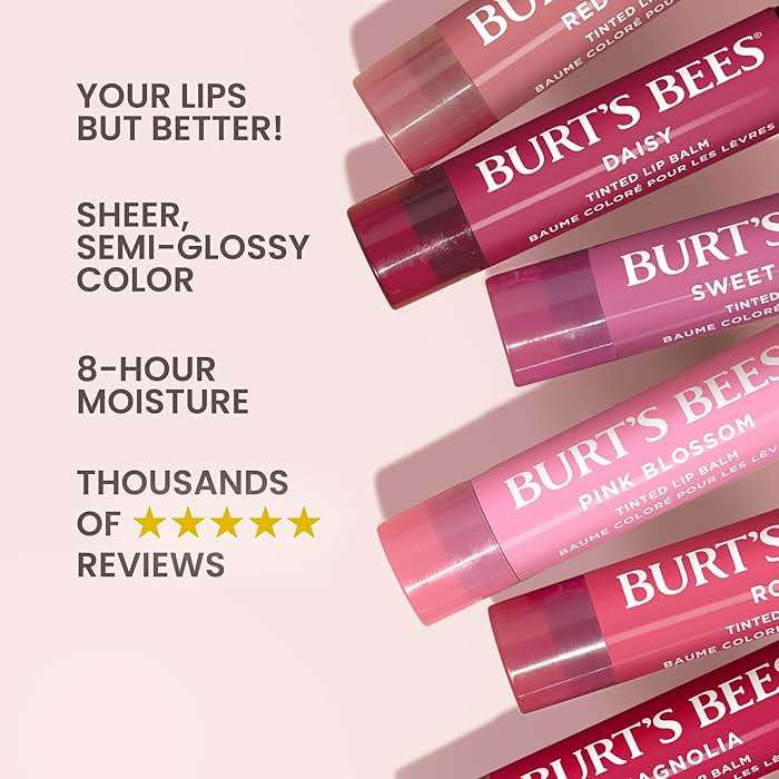 Burt's Bees Lip Tint Balm, Mothers Day Gifts, with Long Lasting 2 in 1 Duo Tinted Balm Formula, Color Infused with Deeply Hydrating Shea Butter for a Natural Buildable Finish, Pink Blossom (2-Pack) - Image 3