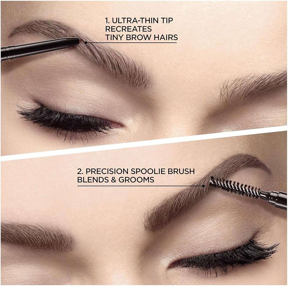 L'Oreal Paris Makeup Brow Stylist Definer Waterproof Eyebrow Pencil, Ultra-Fine Mechanical & Retractable Brow Pencil, Draws Tiny Brow Hairs & Fills in Sparse Areas & Gaps, Dark Brunette, 0.003 oz. - Image 2