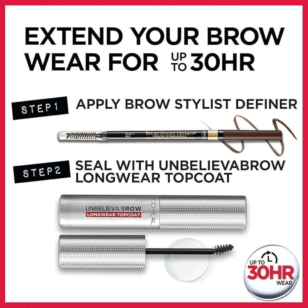 L'Oreal Paris Makeup Brow Stylist Definer Waterproof Eyebrow Pencil, Ultra-Fine Mechanical & Retractable Brow Pencil, Draws Tiny Brow Hairs & Fills in Sparse Areas & Gaps, Dark Brunette, 0.003 oz. - Image 7