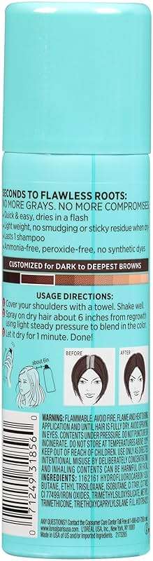 L'Oreal Paris Magic Root Cover Up Gray Hair Spray, 100% Gray Hair Coverage with Buildable, Lightweight, Transfer-Resistant, and Temporary Formula, Ammonia-Free, Dark Brown, 2 oz (1 Count) - Image 9