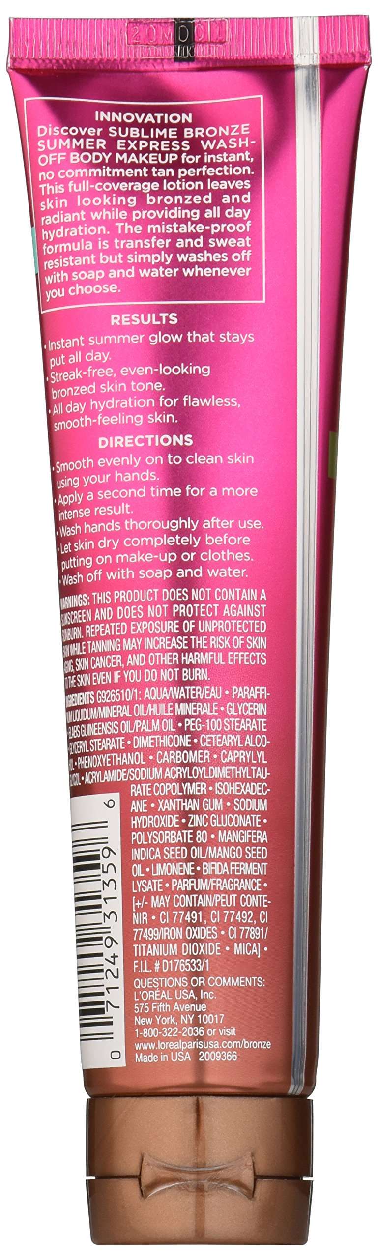 L'Oréal Paris Sublime Bronze Summer Express Body Makeup Lotion, Medium, 3.55 fl. oz. - Image 2