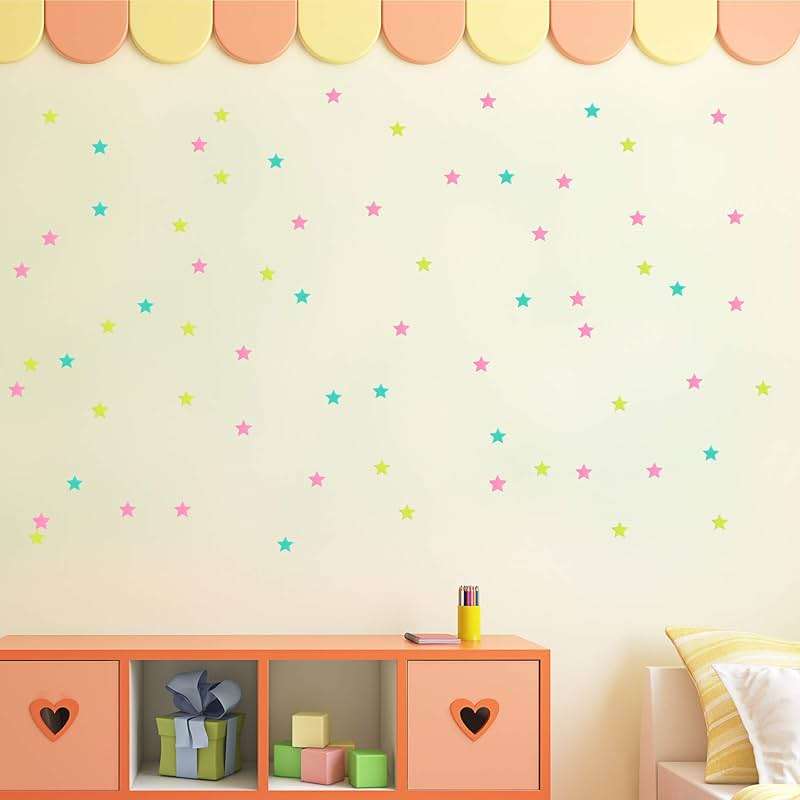 AM AMAONM 100pcs Glow in The Dark Luminous Stars Fluorescent Noctilucent Plastic Stars Wall Stickers Glowing Stars Decals for Home Art Decor Nursery Ceiling Kids Babys Bedroom Room Multicolor - Image 6