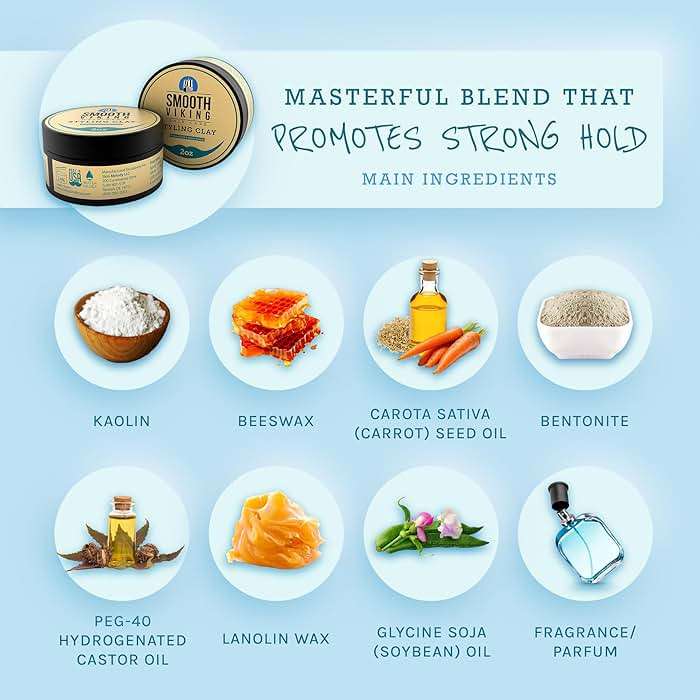 Smooth Viking Hair Clay for Men Strong Hold Matte Finish Pomade Texture Styling Paste Natural Thickening Hair Product Easy Wash Out All Type Hairs 2oz - Image 5