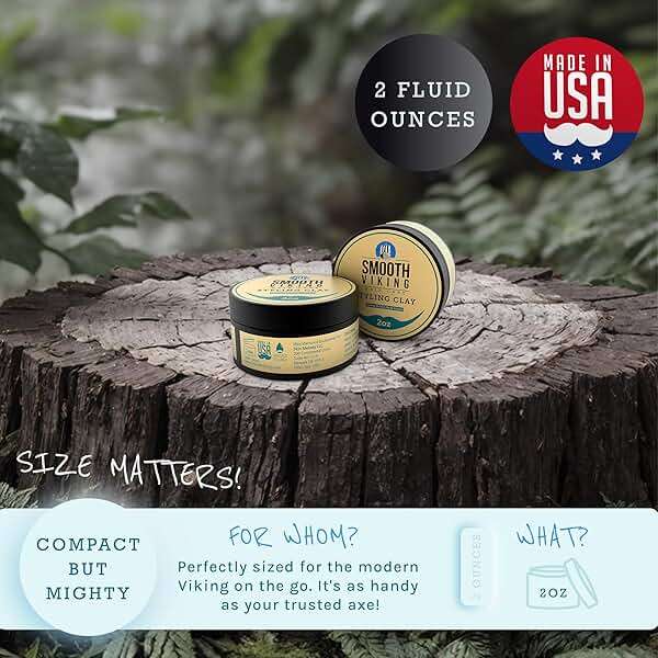 Smooth Viking Hair Clay for Men Strong Hold Matte Finish Pomade Texture Styling Paste Natural Thickening Hair Product Easy Wash Out All Type Hairs 2oz - Image 6