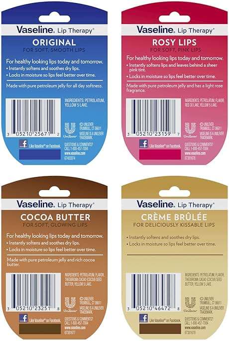 Vaseline Lip Therapy Variety 8-Pack – Original, Crème Brûlée, Rosy Lips, Cocoa Butter Mini Lip Balms for Soft, Glowing, and Deliciously Kissable Lips, 0.25 Oz Ea - Image 3