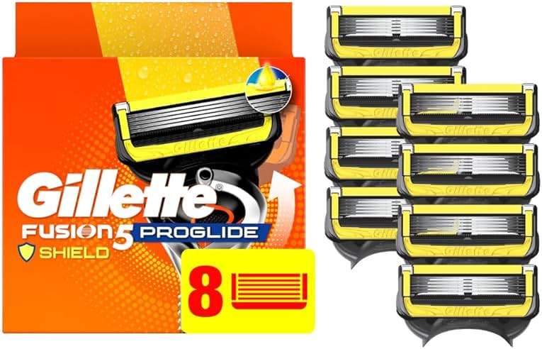 Gillette ProGlide Shield Razor Blade Refills for Men, 5-Blade Cartridges with Lubrication, Precision Trimmer, Fits Fusion5 and ProGlide Handles, 8 Count - Image 1
