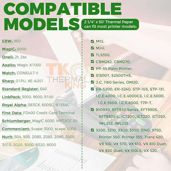 TK Thermal King, (50 Rolls) 2 1/4" 50' feet White Paper Cash Register POS Receipt, Fits All Credit Card Terminal Great For Cashier Receipt Small Business Premium Quality - Image 4