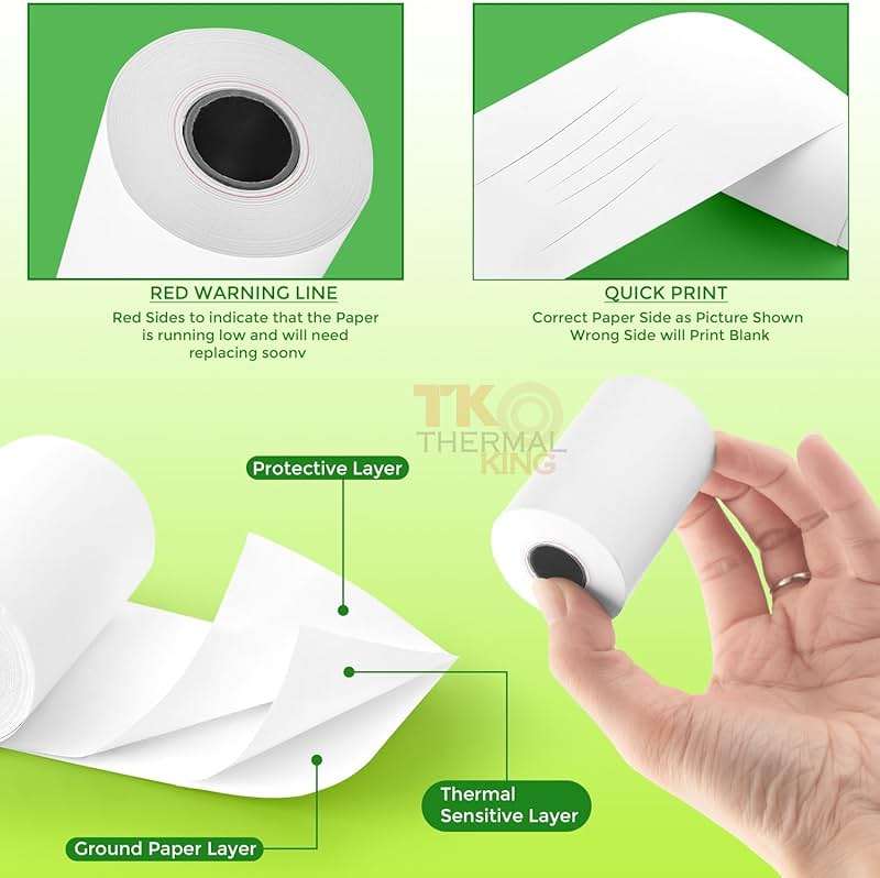 TK Thermal King, (50 Rolls) 2 1/4" 50' feet White Paper Cash Register POS Receipt, Fits All Credit Card Terminal Great For Cashier Receipt Small Business Premium Quality - Image 5