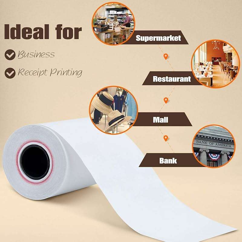 TK Thermal King, (50 Rolls) 2 1/4" 50' feet White Paper Cash Register POS Receipt, Fits All Credit Card Terminal Great For Cashier Receipt Small Business Premium Quality - Image 8