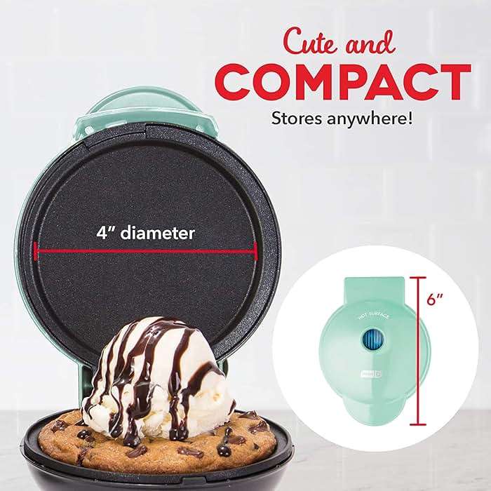 Dash Mini Maker Griddle - Compact Griddle for Creative Homemade Treats - Nonstick Surface, Quick Heat-Up System & Space-Saving Design - Aqua - Image 2
