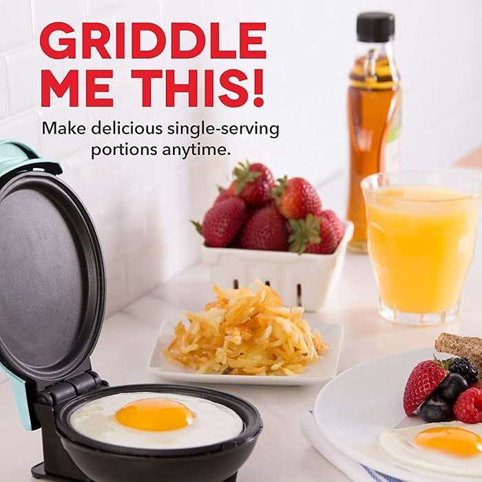Dash Mini Maker Griddle - Compact Griddle for Creative Homemade Treats - Nonstick Surface, Quick Heat-Up System & Space-Saving Design - Aqua - Image 3
