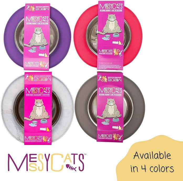 Messy Cats Single Silicone Feeder with Stainless Saucer Shaped Bowl | Anti-Slip Non-Skid Cat Food Bowl | One Cat Bowl in Feeding/Water Station | 1.75 Cups (Purple) - Image 6