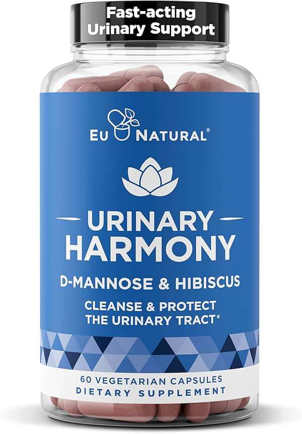 Eu Natural Urinary Harmony D-Mannose Supplement - Urinary Tract Health for Women - Fast-Acting Urinary Cleanse & Flush with Clinical-Strength D-Mannose & Hibiscus - 60 Capsules - Image 1