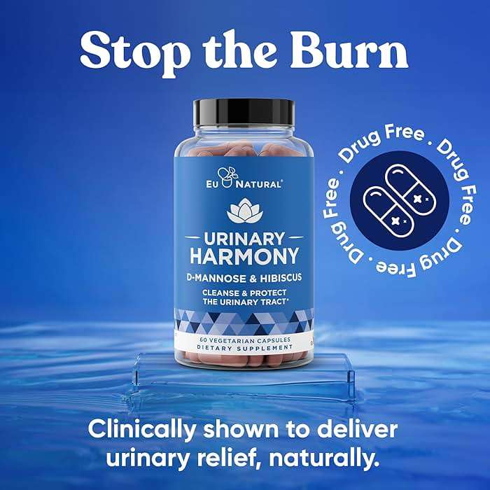 Eu Natural Urinary Harmony D-Mannose Supplement - Urinary Tract Health for Women - Fast-Acting Urinary Cleanse & Flush with Clinical-Strength D-Mannose & Hibiscus - 60 Capsules - Image 2