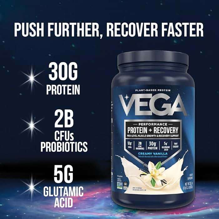 Vega Protein + Recovery, Mocha – 30g Vegan Protein, Dairy & Gluten Free, Probiotics, NSF Certified, 28.8 oz (19 Servings) - Image 3