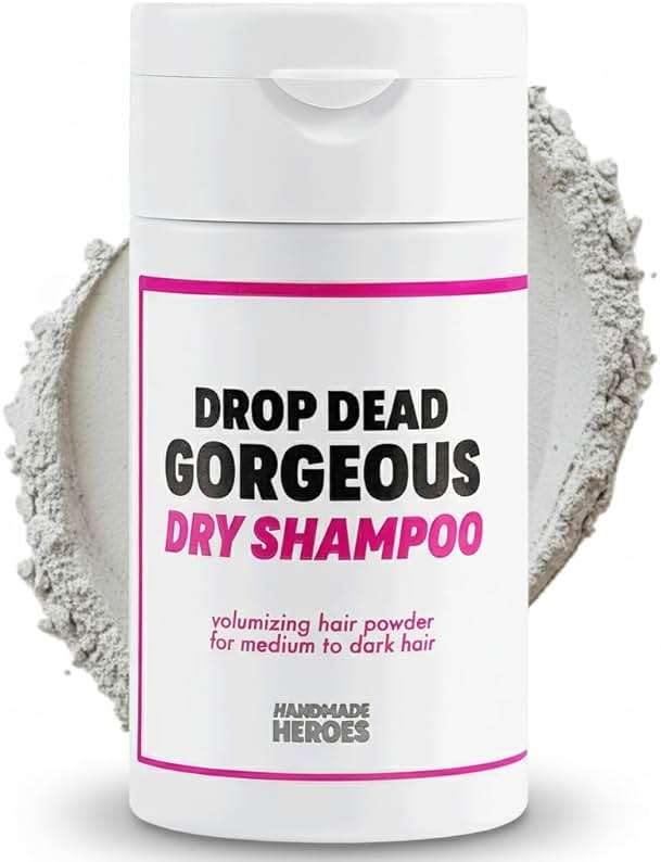 Handmade Heroes Drop Dead Gorgeous Non Aerosol Dry Shampoo Powder 1.8oz - 100% Natural & Vegan Volumizing Powder For Dark Brown Hair & Brunette Hair - Travel Size Haircare for Women - Image 1