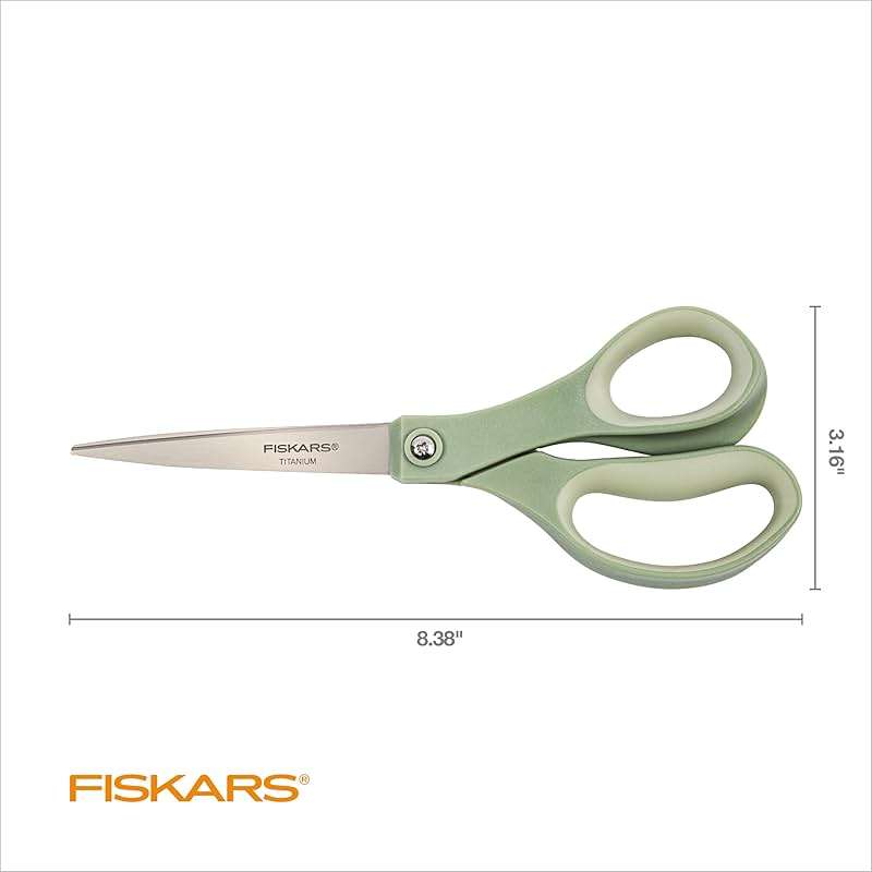 Fiskars 8” Comfort Grip Titanium Multipurpose Scissors with Ergonomic Handles for Everyday Cutting Tasks, Sharp Scissors for Home, Office, Crafts, Multicolor 3-Pack - Image 2