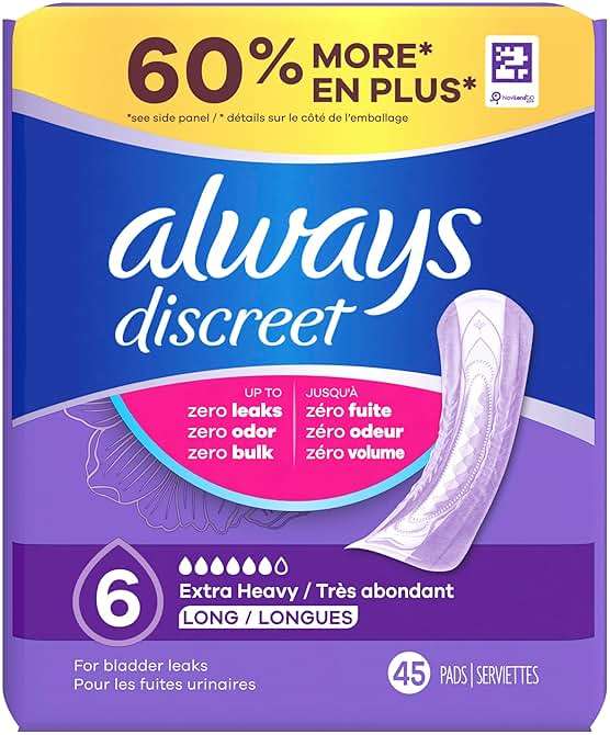 Always Discreet Adult Incontinence Pads for Women, Drier, 6 Drop Long Length, Extra Heavy Absorbency, Pads for Bladder Control Management, Bladder Leaks, & Postpartum Pads, 45ct - Image 10