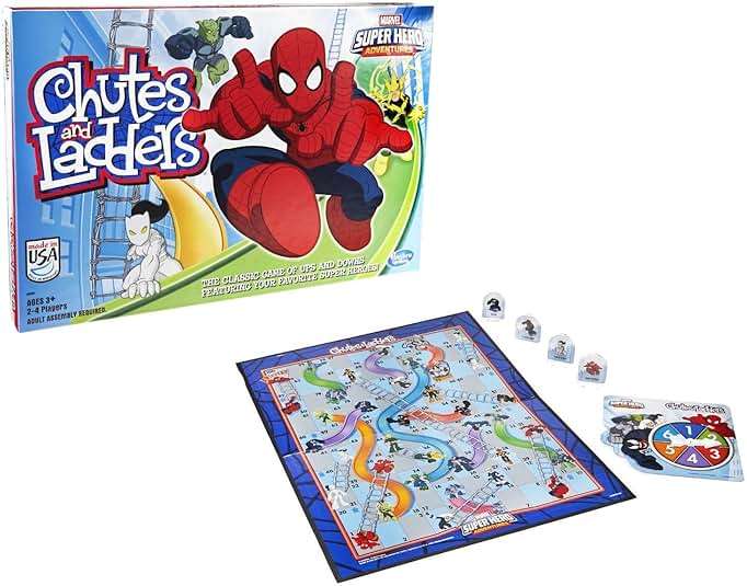 Hasbro Gaming Chutes and Ladders: Marvel Spider-Man Edition Board Game for Kids 2-4 Players, Preschool Games, Easter Gifts for Boys and Girls, Ages 3 and Up (Amazon Exclusive) - Image 2