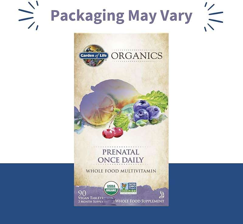 Garden of Life Prenatal Vitamins for Women, Organics Folate for Energy & Healthy Fetal Development, Non-constipating Iron, Vitamin C, B6, B12, D3, Non-GMO, Gluten-Free, Vegan, 90 Day Supply - Image 2