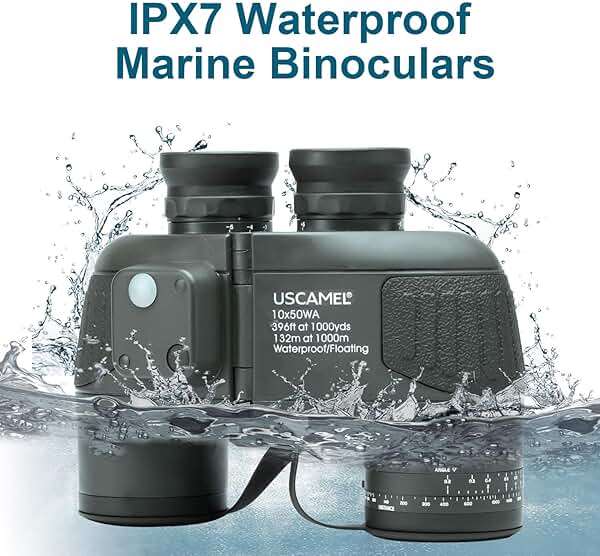 USCAMEL 10X50 Marine Binoculars for Adults with Rangefinder Compass, Waterproof Marine Binoculars for Sailing Boating Fishing - Image 6